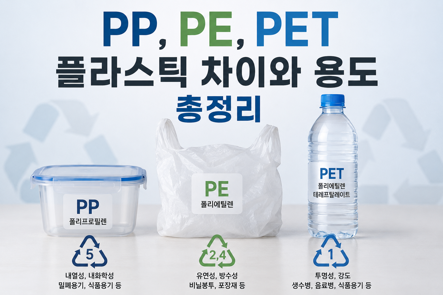 PP, PE, PET 플라스틱 차이와 용도 총정리