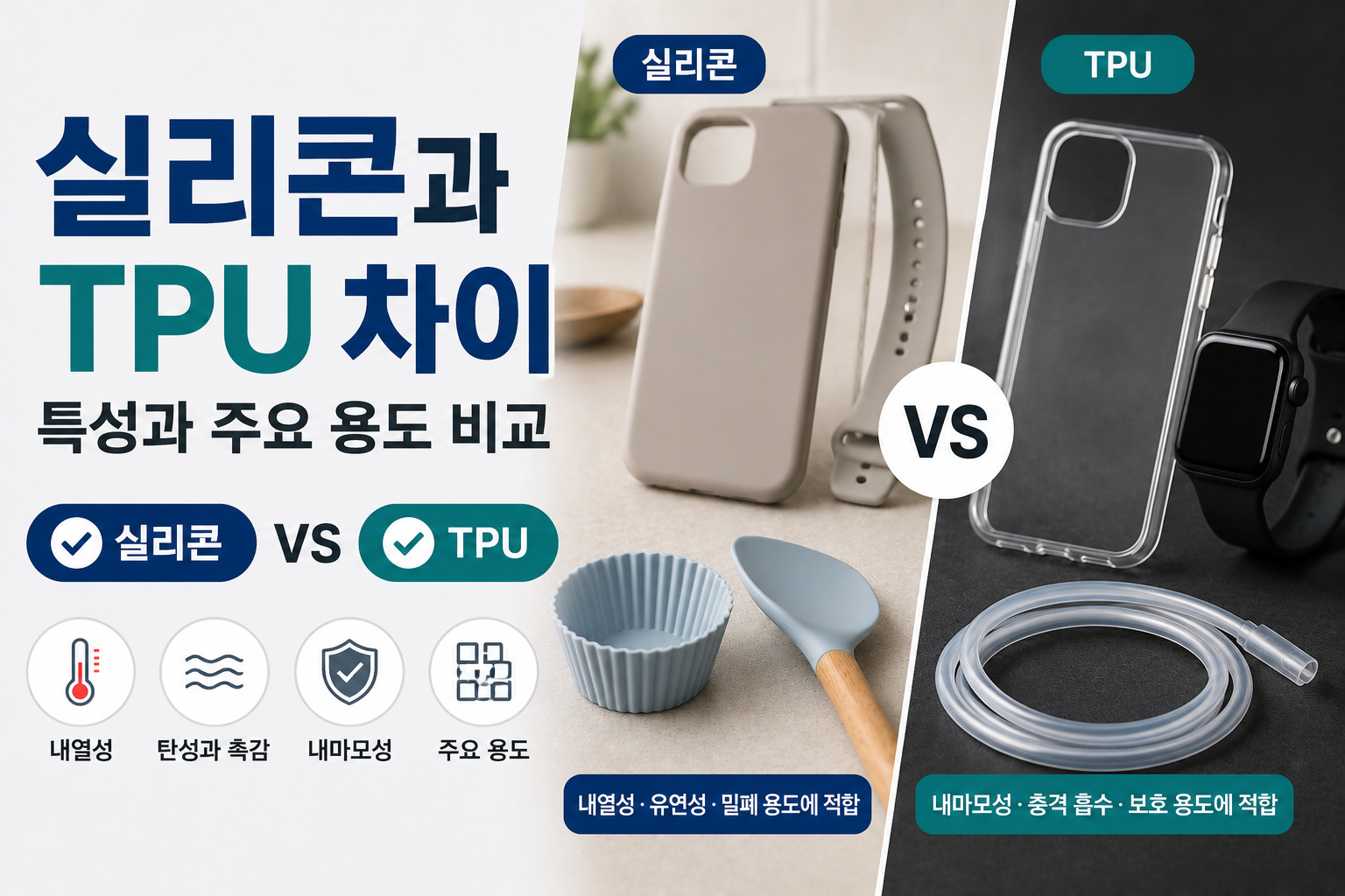 실리콘과 TPU 차이: 특성과 주요 용도 비교