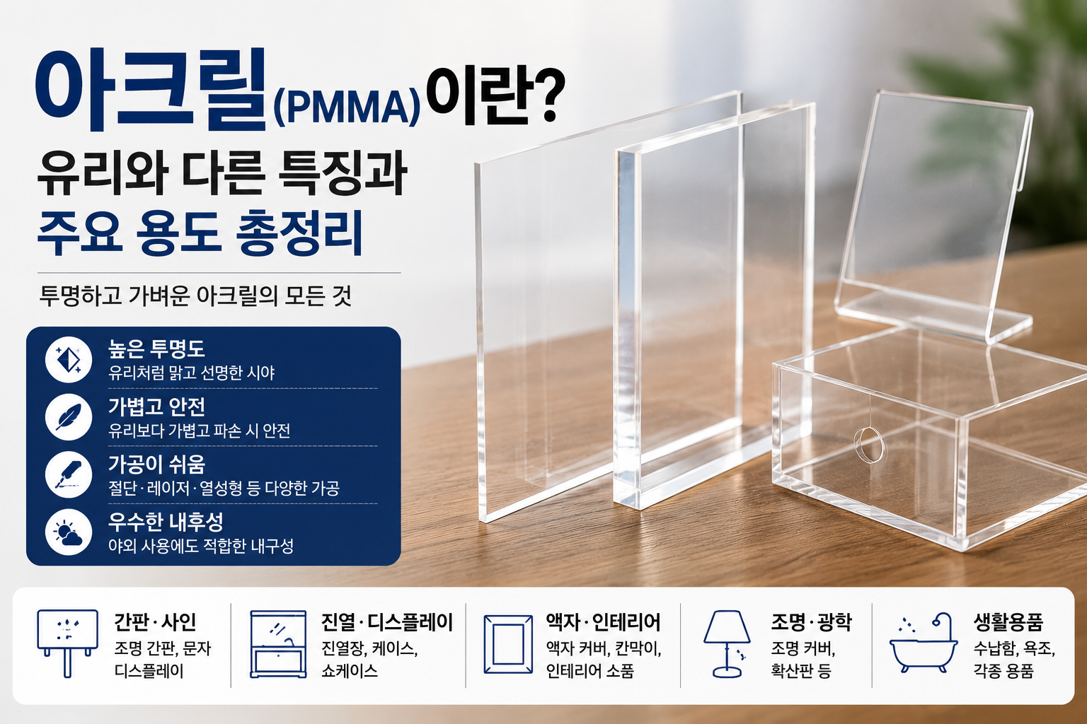 아크릴(PMMA)이란? 유리와 다른 특징과 주요 용도