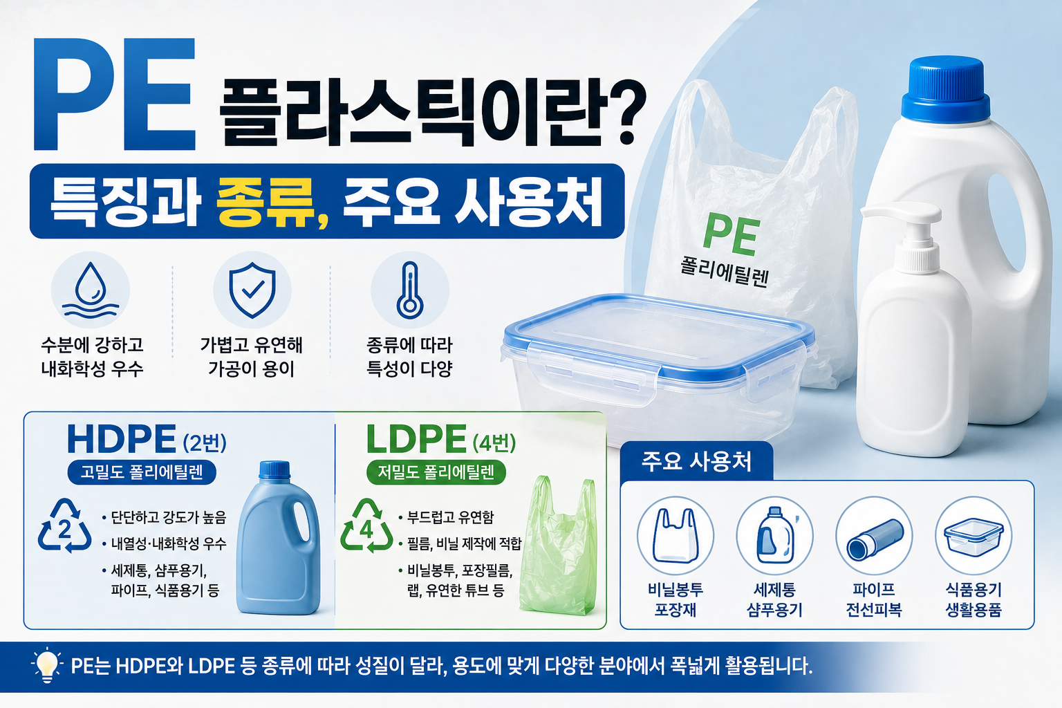PE 플라스틱이란? 특징과 종류, 주요 사용처