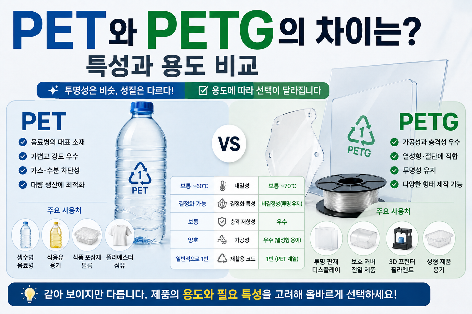 PET와 PETG의 차이