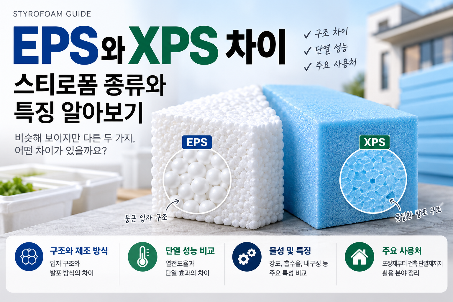 EPS와 XPS 차이: 스티로폼 종류와 특징