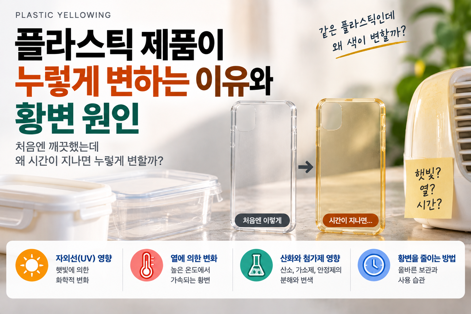 플라스틱 제품이 누렇게 변하는 이유와 황변 원인